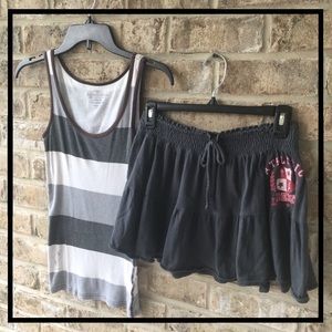GRAY NOBO MINI SKIRT WITH STRIPED CLASSIC TANK SM